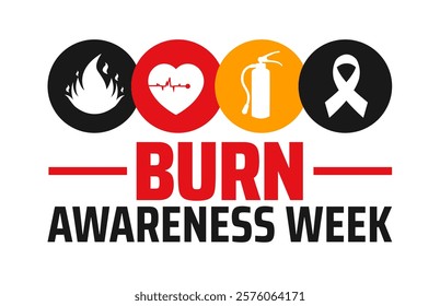 Burn Awareness Week background banner or poster design template. observed every year in February. Holiday concept. Use to any Template, card, poster, placard, template.