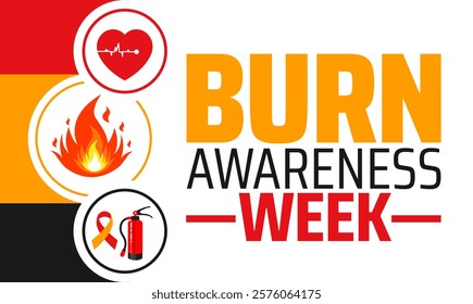 Burn Awareness Week background banner or poster design template. observed every year in February. Holiday concept. Use to any Template, card, poster, placard, template.