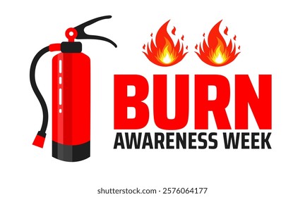 Burn Awareness Week background banner or poster design template. observed every year in February. Holiday concept. Use to any Template, card, poster, placard, template.