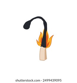 burn burning match cartoon. row worker, box box, black ignite burn burning match sign. isolated symbol vector illustration