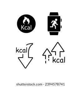 burn calorie icon vector diet sign kcal icon set svg