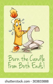 Burn the candle from both ends illustration
