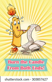 Burn the candle from both ends illustration