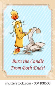 Burn the candle from both ends illustration