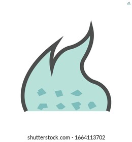 Burn cause of dust and pm 2.5 problem vector icon design, 48x48 pixel perfect and editable stroke.