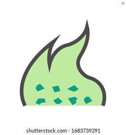 La causa de combustión del polvo y el diseño del icono del vector de problemas pm 2.5, 48x48 píxeles perfecto y editable.