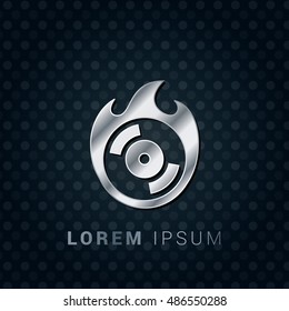 Burn CD 3D Silver/Platinum/Steel Metallic Premium Icon / Logo Design