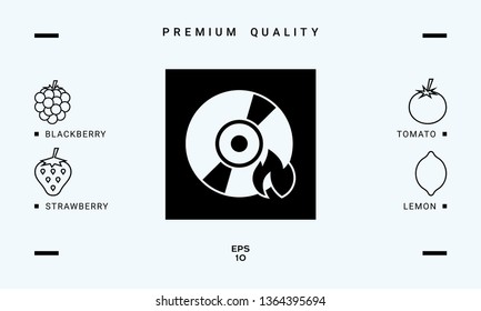 Burn CD or DVD icon. Graphic elements for your design