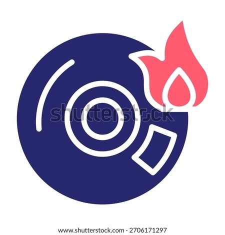 Burn Cd Icon Color Fill Style Vector Illustration
