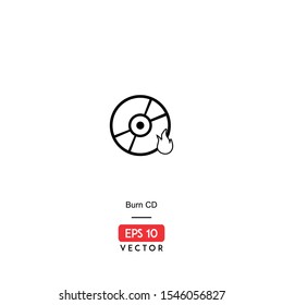 Burn CD Icon. Computer Hardware Isolated On White Background. With Line Style. Disc Icon. EPS10 - Vector