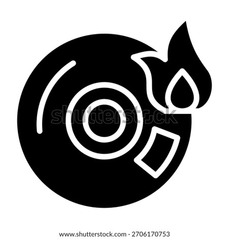 Burn Cd Icon Glyph Style Vector Illustration