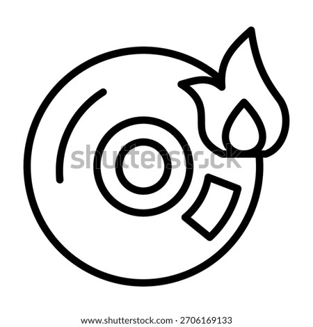 Burn Cd Icon Line Style Vector Illustration