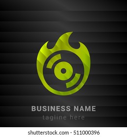 Burn CD Lime Green and Black silk fashion premium icon / Logo