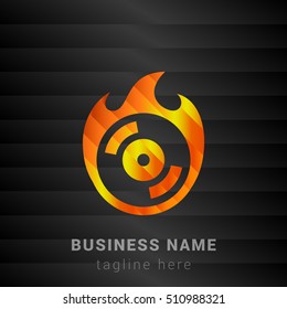 Burn CD Orange, Yellow and Black silk fashion premium icon / Logo