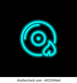 Burn disc blue glowing neon ui ux icon. Glowing sign logo vector