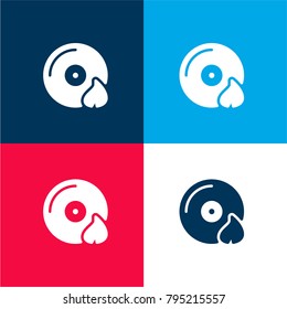 Burn disc four color material and minimal icon logo set in red and blue