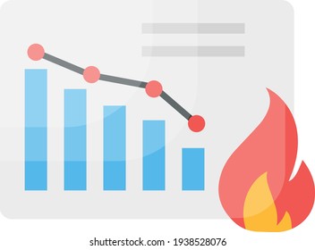 Burn down Chart Concept, Agile Methodologies Vector Color Icon Design, Software and web development symbol on white background, Computer Programming and Coding stock illustration
