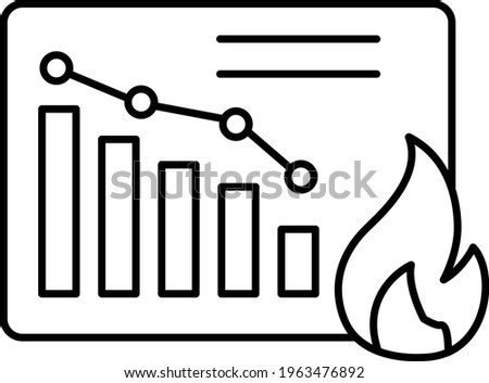 Burn down Chart Concept, Agile Methodologies Vector Icon Design, Software and web development symbol on white background, Computer Programming and Coding stock illustration, Fire flame with bar Graph