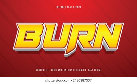 Burn editable text effect, editable text 3d style