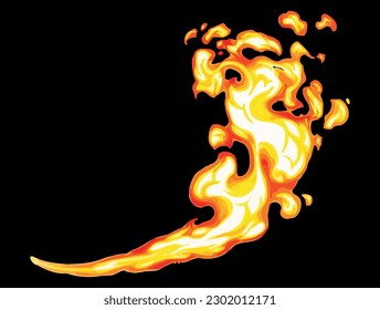 Burn Element flame effect vfx Cartoon Style Design Isolated Vector Illustration