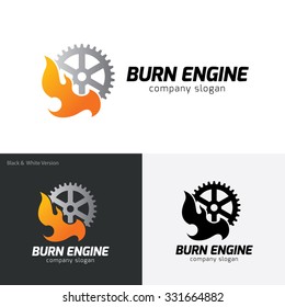 Burn Engine,gear logo,vector logo template