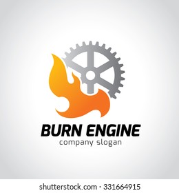 Burn Engine,gear logo,vector logo template