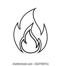 Burn, fire, flame icon. Outline vector illustration.