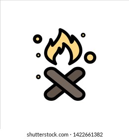 Burn, Fire, Garbage, Pollution, Smoke  Flat Color Icon. Vector icon banner Template