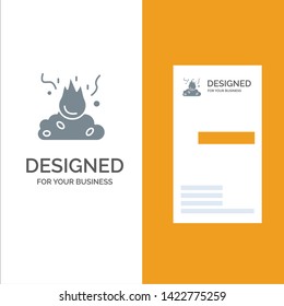 Burn, Fire, Garbage, Pollution, Smoke Grey Logo Design and Business Card Template