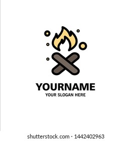 Burn, Fire, Garbage, Pollution, Smoke Business Logo Template. Flat Color