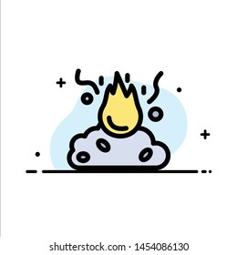 Burn, Fire, Garbage, Pollution, Smoke  Business Flat Line Filled Icon Vector Banner Template