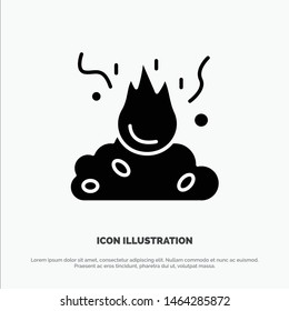 Burn, Fire, Garbage, Pollution, Smoke solid Glyph Icon vector. Vector Icon Template background