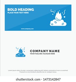 Burn, Fire, Garbage, Pollution, Smoke SOlid Icon Website Banner and Business Logo Template