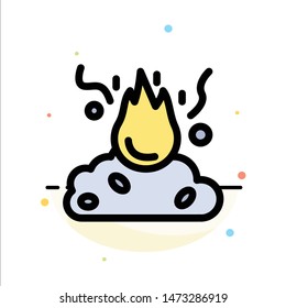 Burn, Fire, Garbage, Pollution, Smoke Abstract Flat Color Icon Template