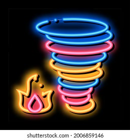 Lámpara de luz de neón incendiada. Icono brillante Burn Fire Tornado señal isométrica. ilustración de símbolo transparente