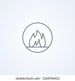 Burn, fire, vector best gray line icon on white background , EPS 10