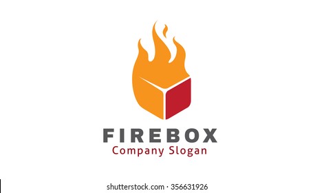 Burn Flame Box Logo Vector Symbol Icon Design Illustration