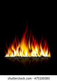 Burn flame fire on black background