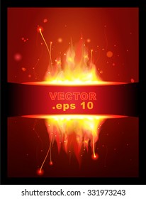 Burn flame fire vector background.