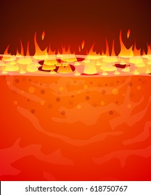 Burn flame fire vector background. Hell, lava or molten steel concept. Vector illustration.