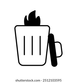 Quemar icono de basura con fondo blanco Vector Ilustración de stock