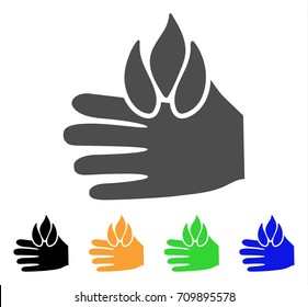 Burn Hand vector pictograph. Style is a flat graphic symbol in gray, black, yellow, blue, green color variants. Designed for web and mobile apps.