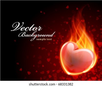 Quema de llama del corazón fondo vectorial del día de San Valentín