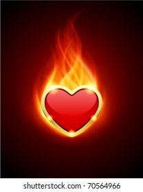 Burn heart flame fire vector background