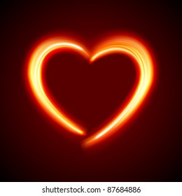 Burn heart shape flame fire vector background eps 10