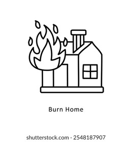 Burn Home Vector Ilustración de estilo de icono de contorno. Archivo EPS 10
