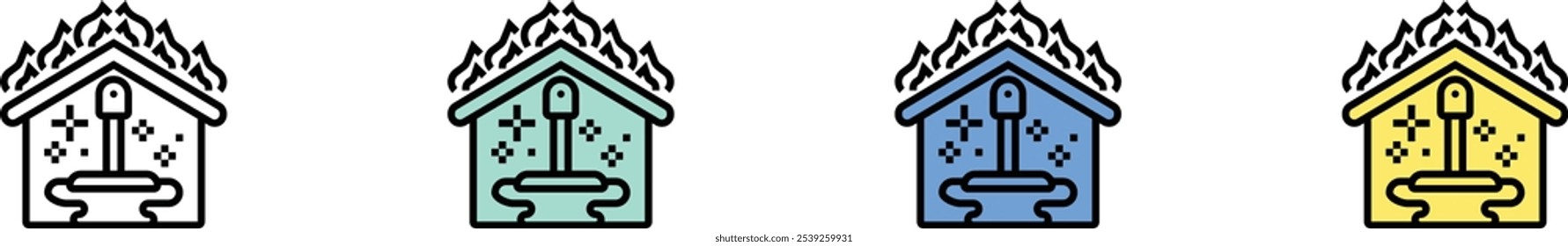 burn icon. Outline, Green, Blue and Yellow Style Design Isolated On White Background