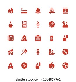 burn icon set. Collection of 25 filled burn icons included Compact disc, Fire, Lighter, Cd, Bonfire, Candles, Torch, Matches, Fireplace, Hose, Disc, Cigarette, Flame, Barbecue
