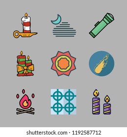 burn icon set. vector set about heat, stove, bonfire and meteor icons set.