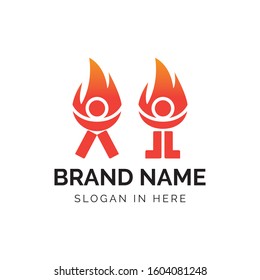 burn icon with suit and tie icon its represent executive burn logo